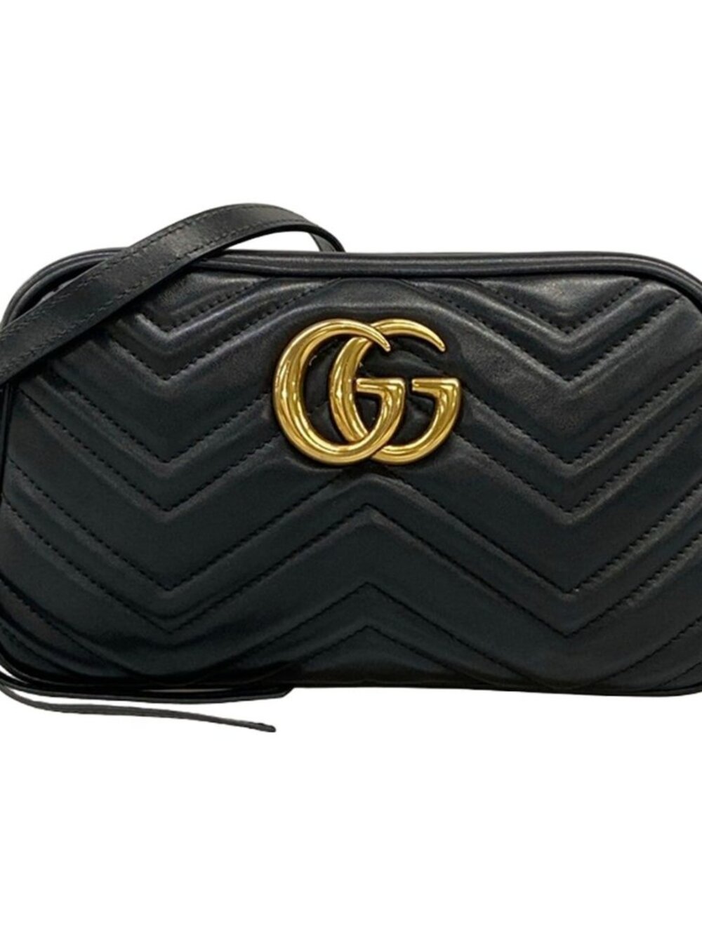 Gucci Shoulder Bag GG Marmont Black Chain Leather